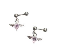 Acier de qualité chirurgicale en forme d'ailes de cœur, boucles d'oreilles sûres pour les allergies, accessoires de mode pour les peaux sensibles, acier inoxydable moderne, amour, amour, adolescent