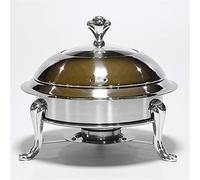 Acier en acier inoxydable Round tchafing plat de nourriture poêle à bouffée chauffante pour la cuisine Party Dining Mariages Événements or blanc 26 cm, acier inoxydable-24 cm