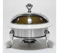 Acier en acier inoxydable Round tchafing plat de nourriture poêle à bouffée chauffante pour la cuisine Party Dining Mariages Événements or blanc 26 cm, céramique-26 cm