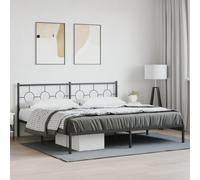 Acier enduit de poudre robuste Classique élégant Taille 193x203cm Noir | Cadre de lit métal robuste 193x203cm avec tête de lit noir sans matelas, sommier à lattes inclus, structure renforcée pour