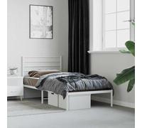 Acier enduit de poudre robuste Classique élégant Taille 75x190cm Blanc | Cadre de lit métal 75x190cm avec tête de lit blanche, sommier à lattes inclus, sans matelas, robuste et silencieux pour
