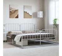Acier enduit de poudre robuste Classique intemporel 183x213 cm Blanc | Cadre de lit métal solide sans matelas avec pied de lit blanc, sommier à lattes inclus, structure renforcée 183x213 cm pour