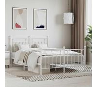 Acier enduit de poudre robuste Design classique intemporel 140x200 cm Blanc | Cadre de lit métal robuste 140x200 cm sans matelas avec pied de lit blanc pour chambre à coucher style industriel moderne