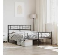 Acier enduit de poudre robuste Design classique intemporel Noir 140x190cm | Cadre de lit métal 140x190 sans matelas pied noir renforcé robuste sommier moderne chambre adulte