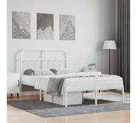 Acier enduit de poudre robuste Élégant intemporel Blanc 120 x 200 cm | Cadre de lit métal 120x200 cm avec tête de lit blanc, sommier sans matelas, structure robuste et silencieuse pour chambre