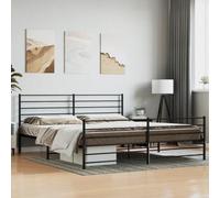 Acier enduit de poudre robuste style classique intemporel 200x200cm Noir | Cadre de lit métal 200x200cm sans matelas avec pied de lit noir robuste sommier renforcé pour chambre adulte industriel