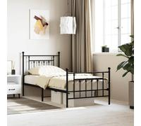 Acier enduit de poudre robuste Style élégant intemporel Noir 90 x 200 cm | Cadre de lit métal 90x200 cm sans matelas avec pied de lit noir robuste industriel chambre adulte