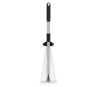 Acier et Aluminium Râteau de Jardin Poignée Antidérapante, Rétractable | Couleur Argenté, Outil de Jardinage pour Feuilles, Fixation par Rivet, Prise Confortable, Usage au Jardin
