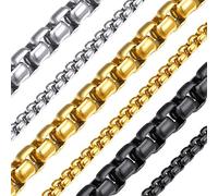 Acier INOX Boîte à chaîne Collier avec un fermoir Maille 3MM Populaire Couleur Acier/Noir/Or Longueur 18 20 22 24 26 28 30 32inch pour Homme Femme Cadeau satisfait