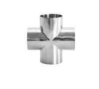 Acier inoxydable 304 de qualité - Soudure à quatre voies - Diamètre égal - Soudure bout à bout - En forme de croix - Intérieur et extérieur poli miroir (304, 168-2)