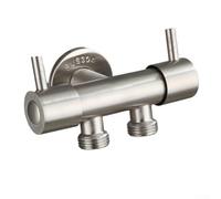 Acier inoxydable 304 - Ensemble de robinet d'entrée à deux sorties à double poignée pour machine à laver, salle de bain et balcon - Double contrôle d'eau froide Spli