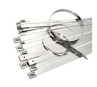 Acier inoxydable Attache-câble Lot de 20 colliers serrage en acier inoxydable 4,6/7,9 mm, avec revêtement enveloppant, verrouillables(10mm(0.39inch),200mm(7.87inch))