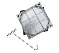 Acier Inoxydable Avec Crochets De Trou D'homme, Couvercle Et Cadre Carrés, Fosse Septique Invisible, Égout Renforcé For Trottoirs Jardin Pelouse Patio(27.5x27.5in (70x70cm))