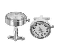 Acier Inoxydable Boutons de Manchette de Montre Ambiance Noël, 2pcs | Chemises à Poignets Français, Affichage de L’heure, Style Simple et Créatif, pour Mariés