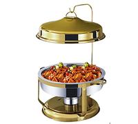 Acier Inoxydable Chafing Dish avec Couvercle Suspendu, Buffet Traiteur Ensemble de récipients Chauffants Comprend Un bac à Nourriture, Bac à Eau, Porte-Carburant, pour la Fête De Mariage,d'or