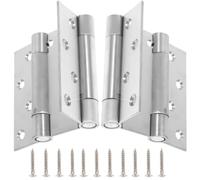 Acier Inoxydable Charnières de Porte à Ressort Argenté, pour Jardin | Double Ouverture Réglable, Remplacement de Charnières Endommagées, Usage Arrière-cour, Clé Incluse