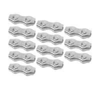 Acier Inoxydable Clip de Câble 12 Pièces Double | Fixation Antirouille, Serrage Sécurisé et Connexion D’épissure, Finition Polie Argentée, Adapté aux Cordes Poly