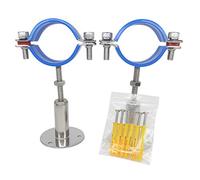 Acier inoxydable - Collier de serrage réglable en hauteur - Montage mural/au plafond pour tubes de 60 mm à 65 mm - Charge lourde - Support de tube inoxydable avec matériel de fixation - Lot de 2