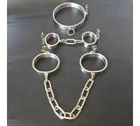 Acier Inoxydable Collier Menottes polir chaîne non sép BDSM Kits de bondage | YILUQIFLY flirting verrouillable SUBS sclaves femmes hommes restraint handcuffs adulte fetisch Jeu de rôle contraintes