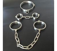 Acier Inoxydable Collier Menottes polir chaîne non sép BDSM Kits de bondage | YILUQIFLY flirting verrouillable SUBS sclaves femmes hommes restraint handcuffs adulte fetisch Jeu de rôle contraintes