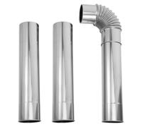 Acier Inoxydable Conduit de Cheminée 24 Pouces pour Poêle | Section Modulaire Argenté, Raccord Simple, Tube Droit et Coude 90 Degrés, pour Sortie de Fumée