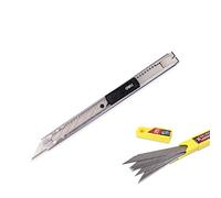 Acier inoxydable Cutter Deli SK5 avec 10 lames x 9 mm 30 ° - folierer Couteau de couteau/graphique d'écran/Car Wrapping Knife/30 ° Cutter