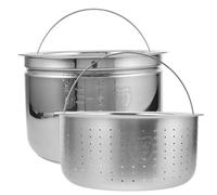 Acier Inoxydable Cuve Intérieure 4l pour Cuiseur à Riz Électrique | Séparation Riz-soupe, Contrôle du Sucre, Panier Égouttoir et Plateau Vapeur, Argenté