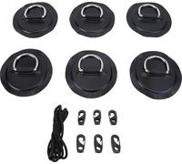 Acier inoxydable D Ring Patch Kit PVC -anneaux de pagaie avec crochet de corde pour kayak -canoë de bateau gonflable noir