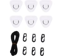 Acier inoxydable D Ring Patch Kit Triangle avec crochet élastique pour câble PVC pour radeau gonflable -Dinghy -Kajak -Kanu -Surfboard blanc