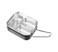 Acier inoxydable double couche avec 3 compartiments, récipient à condiments de grande capacité, boîte de rangement alimentaire étanche