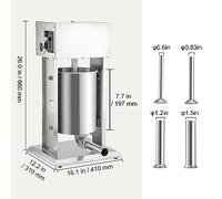 Acier inoxydable électrique de Stuffer saucisse 10L/15L faisant la qualité commerciale Machine avec l'entonnoir remplissant 4 for maison Outils de jardin(10L 200W)