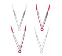 Acier Inoxydable et Silicone Pinces de Service 4 Pièces de Noël | Long Manche, Design Concave, Trous Suspendre, pour Pâtisseries, Toast, Barbecue, Pique-niques