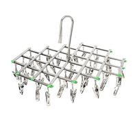Acier inoxydable Étendoir, séchoirs pliables Cintre,35 clips pour chaussettes,serviette,sous-vêtements, écharpe,culottes,gants,vêtements pour bébés ou autres petits articles délicats(35 Clips*1)