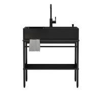 Acier Inoxydable Évier Utilitaire, Évier de Cuisine Indépendante à 1 Bac avec Robinet Extensible, Tuyaux et Kit d’Évacuation, pour Garage, Restaurant, Cuisine, Salle de Buanderie(65x45x86cm)