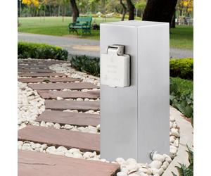 Acier inoxydable extérieur 2-plug-in canettes messages jardin literie alu terre broche distributeur d'électricité Ledino 11790000003015