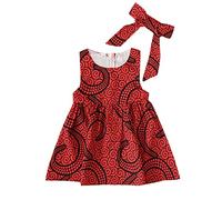Acier inoxydable Femme Africaine Sans Manches Dashiki Robe Bébé Enfants Ankara Filles 6M-3Y Style Princesse Tenues Bandeau Traditionnel Filles Adolescentes, rouge, 2-3 ans