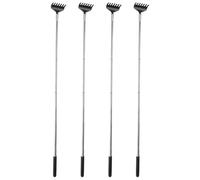 Acier Inoxydable Gratte-dos Télescopique 4 Pièces | Design Rétractable, Tête Courbe Lisse, Prise Ergonomique, pour Dos et Taille, Usage Maison ou Voyage