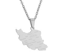 Acier Inoxydable Iran Carte Pendentif Collier Féminins Filles Hommes Bijoux De Mode Argent/Or Couleur Patriotisme Country Couloir Iran Carte Pendentif Collier Couple Ethnique Personnalité