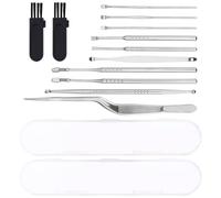 Acier Inoxydable Kit de Nettoyage des Oreilles 2 Ensembles | Surface Polie et Lisse, Massage Pendant L’usage, Brosse Douce Incluse, pour Adultes Voyageurs