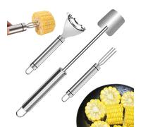 Acier Inoxydable Maïs Schäler - Outil De Peeling Ergonomique 3 Parties | Assistant Cuisine Séparateur à Piston Rapide | Ensemble De Retrait De Maïs | Appareil De Cuisine Pour La Préparation De