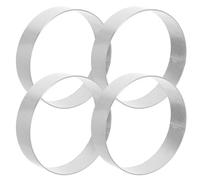 Acier Inoxydable Moule à Mousse Rond 4 Pièces | Bords Nets et Parois Lisses, Surface Antiadhésive, Compatible Congélateur, pour Tartares, Salades, Anniversaires et Mariages