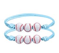 Acier Inoxydable Naturelle En Phrases Anneaux 2PCS Softball Bracelet Favors Jaune Softball Perles Bracelets D'amitié Bracelet Perlé Réglable Softball Cadeaux Pour Filles Pour Et (G, One Size)