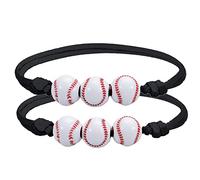 Acier Inoxydable Naturelle En Phrases Anneaux 2PCS Softball Bracelet Favors Jaune Softball Perles Bracelets D'amitié Bracelet Perlé Réglable Softball Cadeaux Pour Filles Pour Et (A, One Size)
