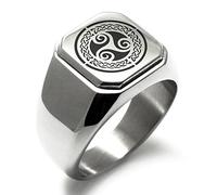 Acier Inoxydable Noeud Triple Triskele Triskelion Celtique Bague polie de Style Motard carré, Taille 61