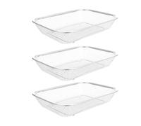 Acier Inoxydable Panier Égouttoir Rectangulaire 3 Pièces | Maille Fine Renforcée, Trous de Drainage Réguliers, Surface Lisse, pour Fruits, Légumes et Herbes