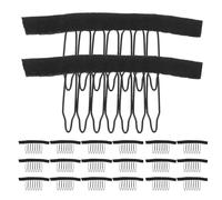 Acier Inoxydable Peigne à Postiche Noir à 7 Dents 35 Pièces | Fixation Stable, Tension Répartie, Confort Réduit, pour Lace Front Wigs et Bases de Bonnet