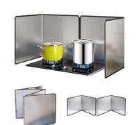 Acier Inoxydable Plaque Anti Projection Cuisine Pliable Protection, 4 Côtés Anti Eclaboussure Cuisine Pliable Protection D'Écran Anti-Éclaboussures, Plaque Anti-Projections De Cuisson, Anti Adhérente(