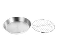 Acier Inoxydable Plaque de Cuisson Ronde Argenté, avec Grille