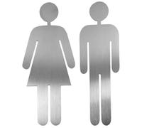 Acier Inoxydable Plaque D'identification des Toilettes Argentée, Guidage | Portes de Toilettes et Carreaux de Verre, Signalisation Claire, Usage Professionnel, Compatibilité Large