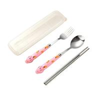 Acier inoxydable Portable Voyage 3 Pièces Couverts Ensemble avec Étui Fourchette Cuillère Baguettes pour 1 Camping Couverts pour L'école Bureau À Domicile Camping Voyage En Plein Air
